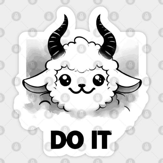 Monochromatic Funny Evil Lamb Quote Do It Sticker by TomFrontierArt